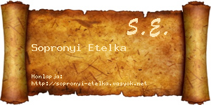 Sopronyi Etelka névjegykártya